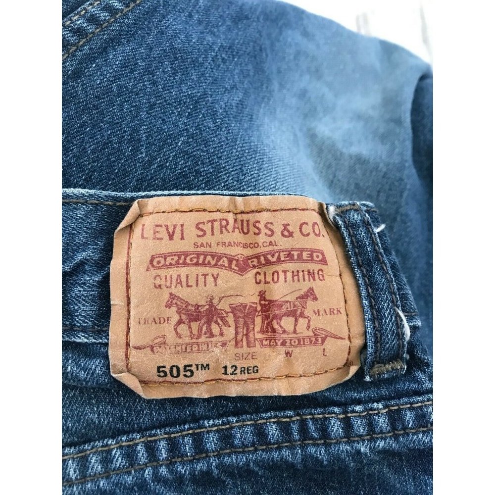 LEVI'S 505 Straight Leg Blue Jeans Boy's Size 12 Regular - Picture 5 of 7